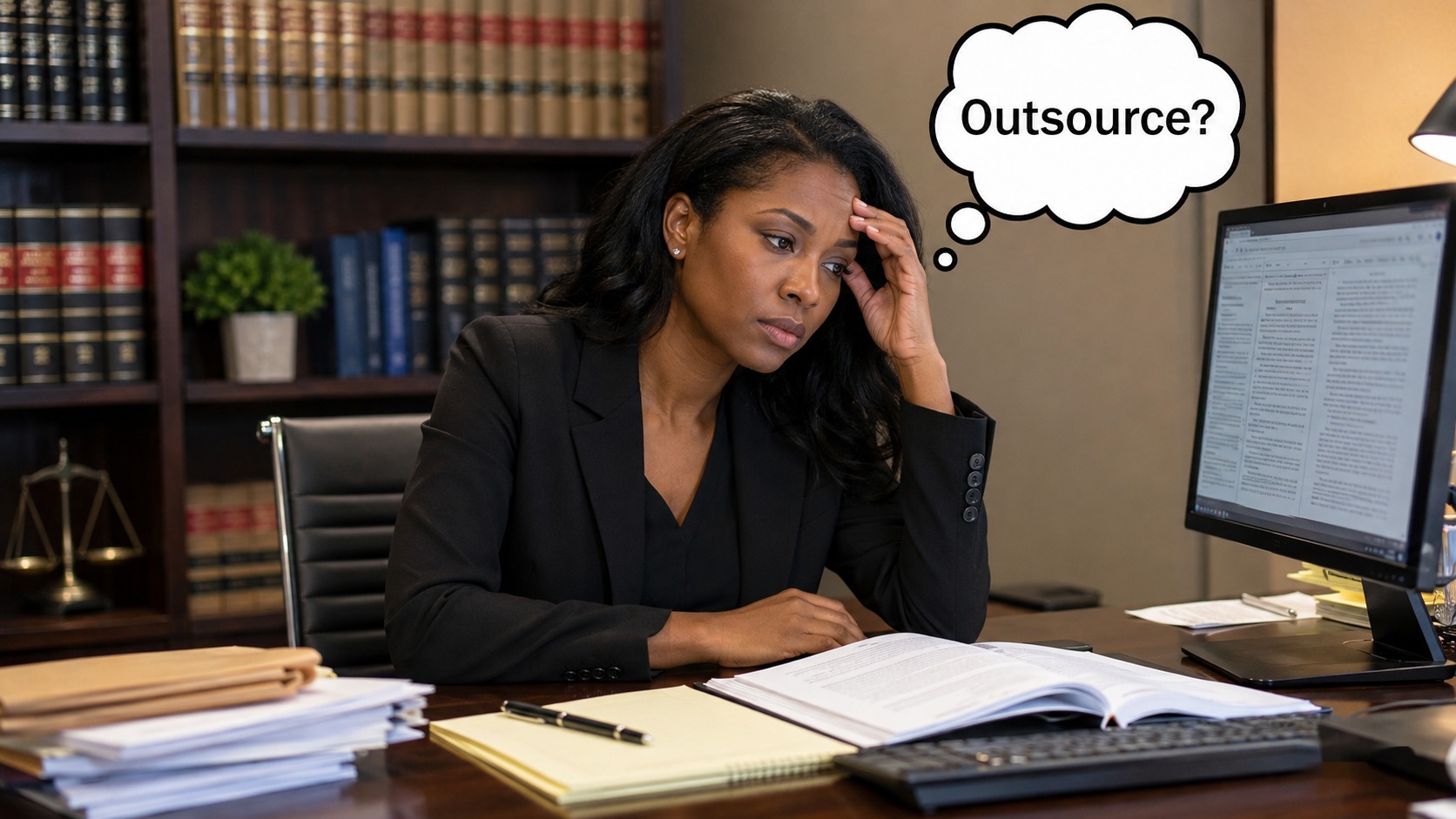 An Attorney Considering Whether to Outsource Legal Research